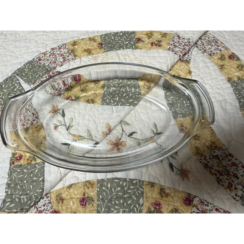 Anchor Hocking Ovenware Clear Glass Oval Baking Dish 16oz 10 Inch 1016 USA